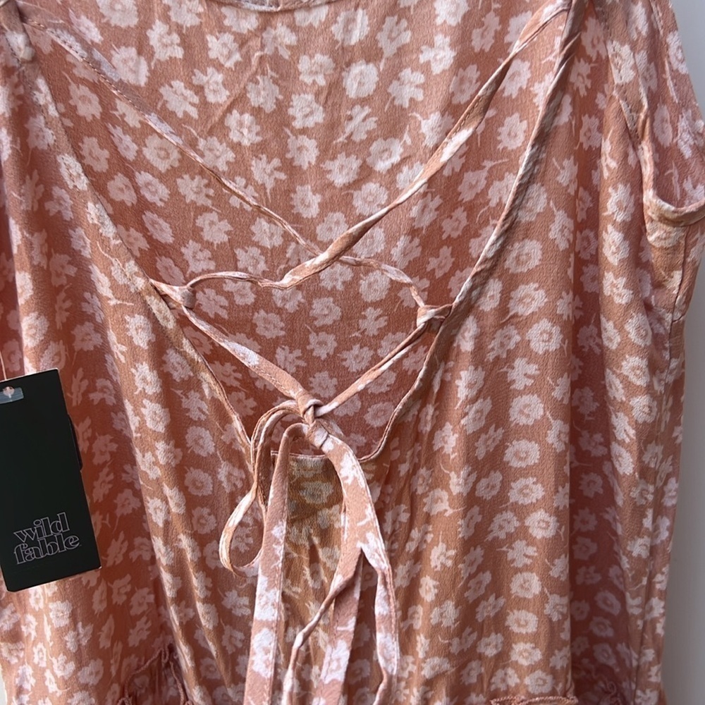 Wild Fable Ground Ginger floral dress. Spaghetti straps ruffled bottom Sz M - Picture 10 of 11